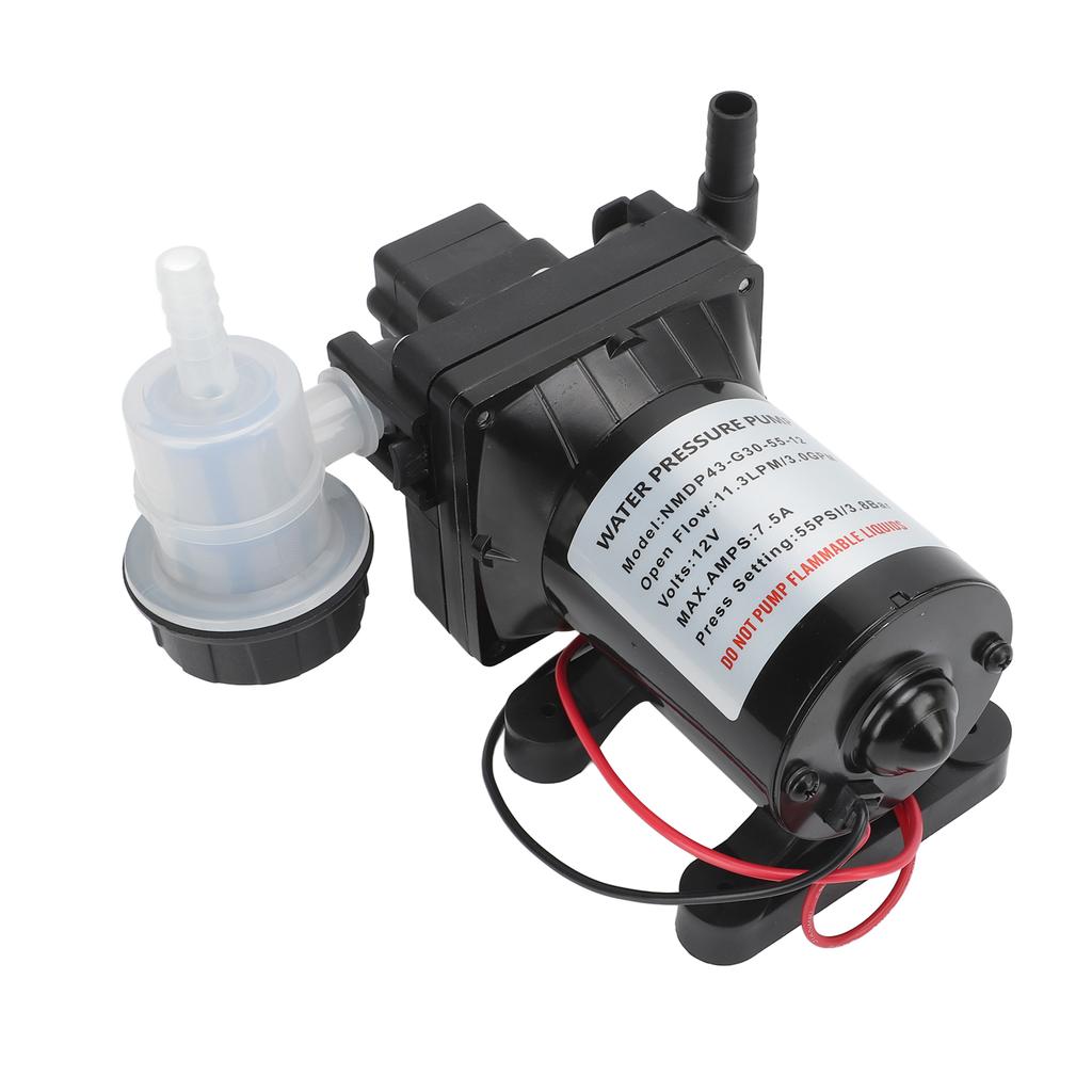 Self Priming DC Diaphragm Pump 12V 11.3LPM 3.0GPM Rated Flow Auto Cut Off Energy Saving for Car Wash