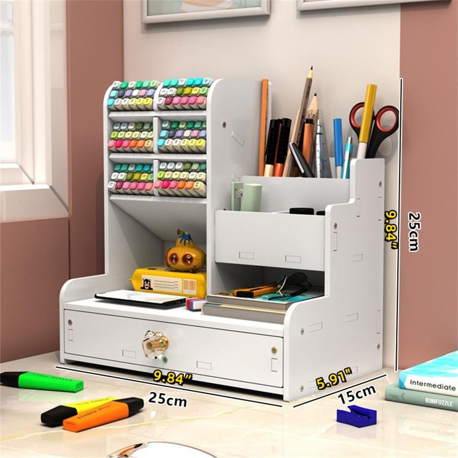 Diy Space-saving Large-capacity Pen Holder Office Supplies Storage Stationery Box Student School Supplies Storage Dormitory Use
