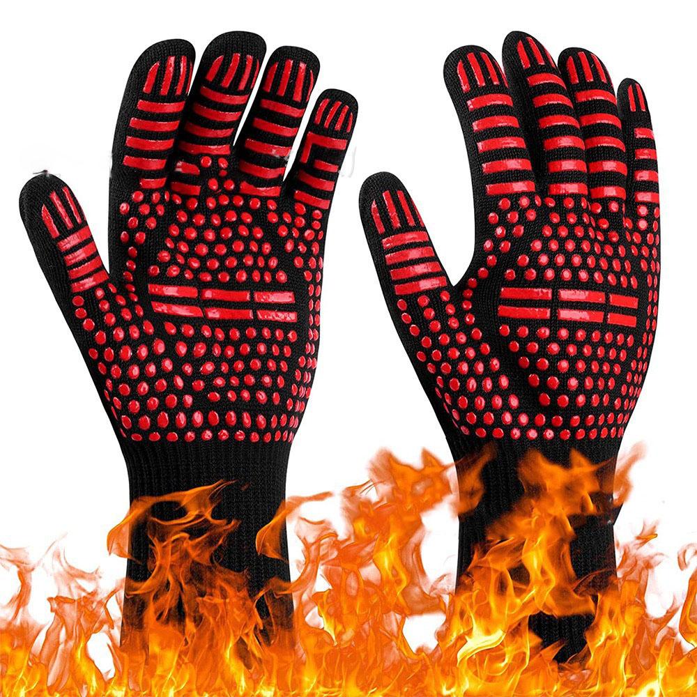 500-800 Centigrade BBQ Fire Gloves Flame Retardant Non-slip Fireproof Extreme Heat Resistant Microwave Oven Gloves Oven Mit