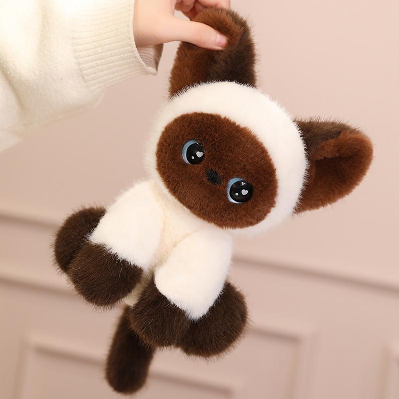Hot 24cm High Quality Simulation Cat Plush Doll Cartoon Devon Cat Siamese Cat Plush Toy Home Decoration Gift For Boys And Girls