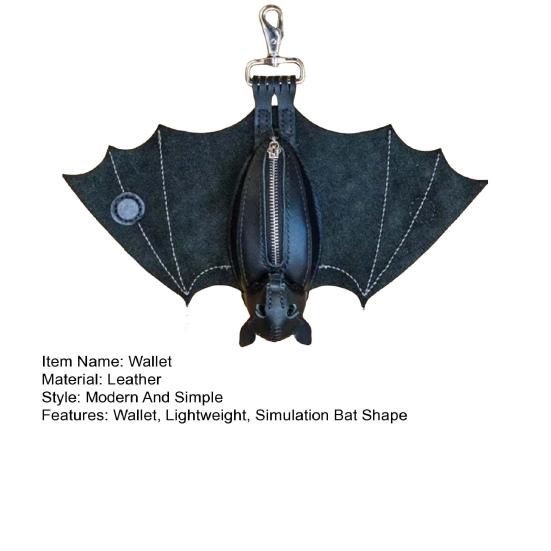 Leather Wallet 3D Bat Shape Gothic Style with Foldable Wings Wallet Compact Coin Holder