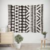 African Mud Cloth Tapestry Wall Hanging Art, Black and White Tribal Afrocentric Ethnic Bohemian Motif with Geometric Elements