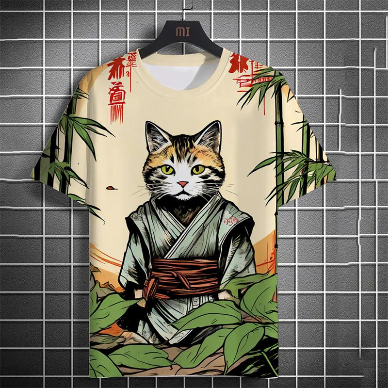 Fashion Japanese Ukiyo-e Cats Graphic T Shirts Summer Trend Short Sleeve Men Women 3D Printed T-shirts Casual Harajuku Tees Tops