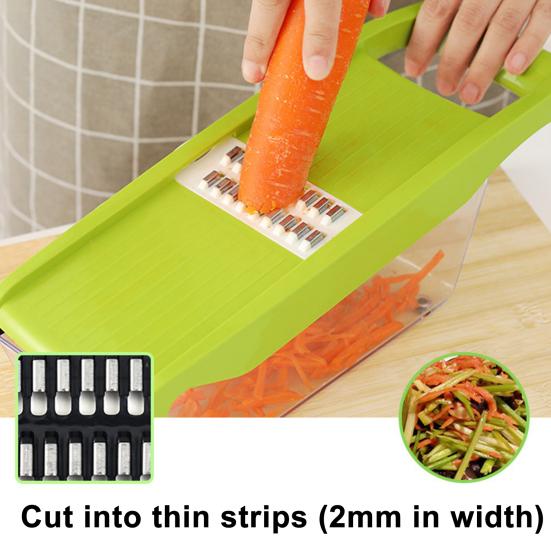 Multi-Function Vegetable Chopper with Hand Guard Manual Julienne & Slicer for Carrots Potatoes Cucumbers Essential Kitchen Tool for Home Cooking