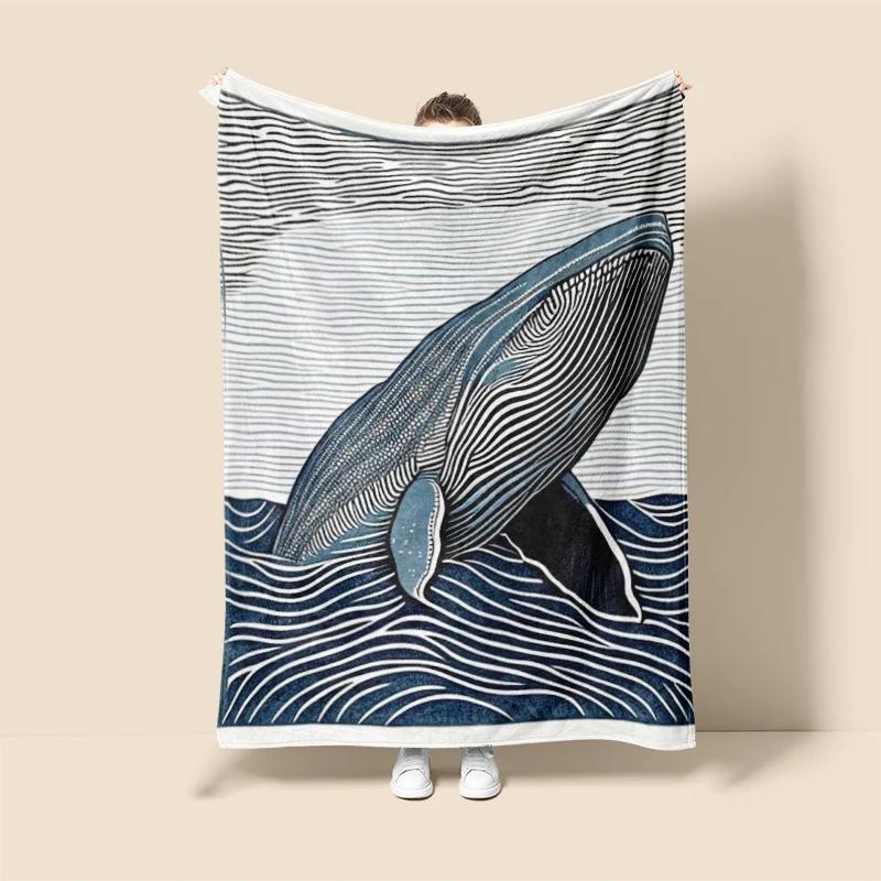 Ocean Whales Home Decoration Plush Throw Sofa Blanket Anime Animals Bedspread Bed Fluffy Soft Blankets Decor Plaid Modern