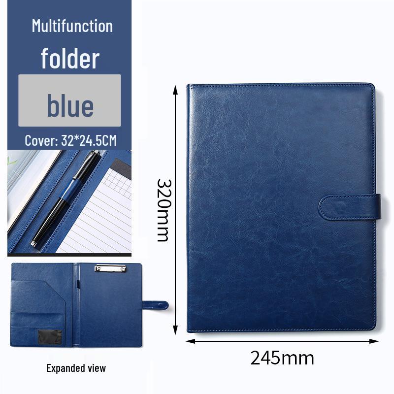 Multifunkční kožená složka A4 s deskami na dokumenty a klipem pro správu dokumentů