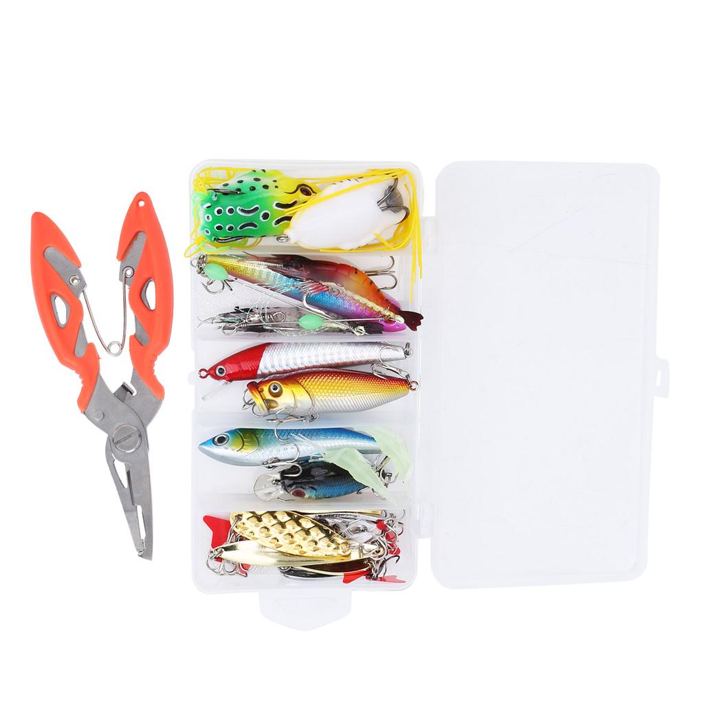 22Pcs Box Artificial Simulation Hard Soft Mixture Lure Bait Set with Plier Fishing Tackle
