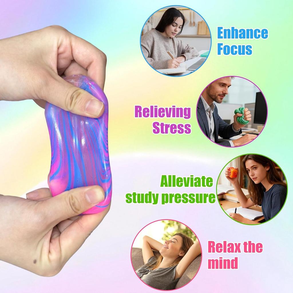 Fidget Toys, Squishy Cube, Ice Cube Squishy for Anxiety & Stress Relief for Adults, Slow Rise Sensory Stress Balls, Classroom Prizes