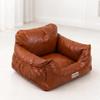 Pet Bed with Raised Walls Foldable Leather Cushioned for Cats