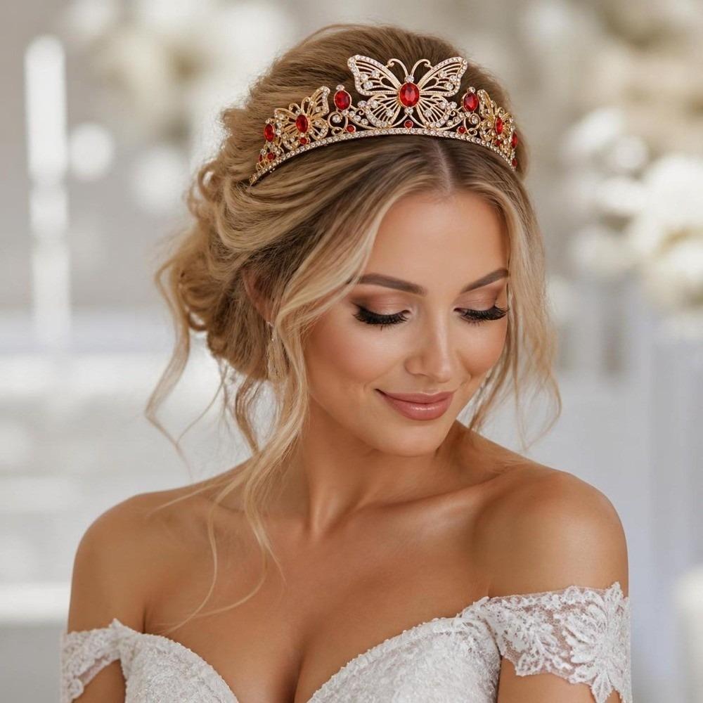 Gold Plated Bridal Tiara Crown Adjustable Fit Bridal Headpiece New Hair Crown Women