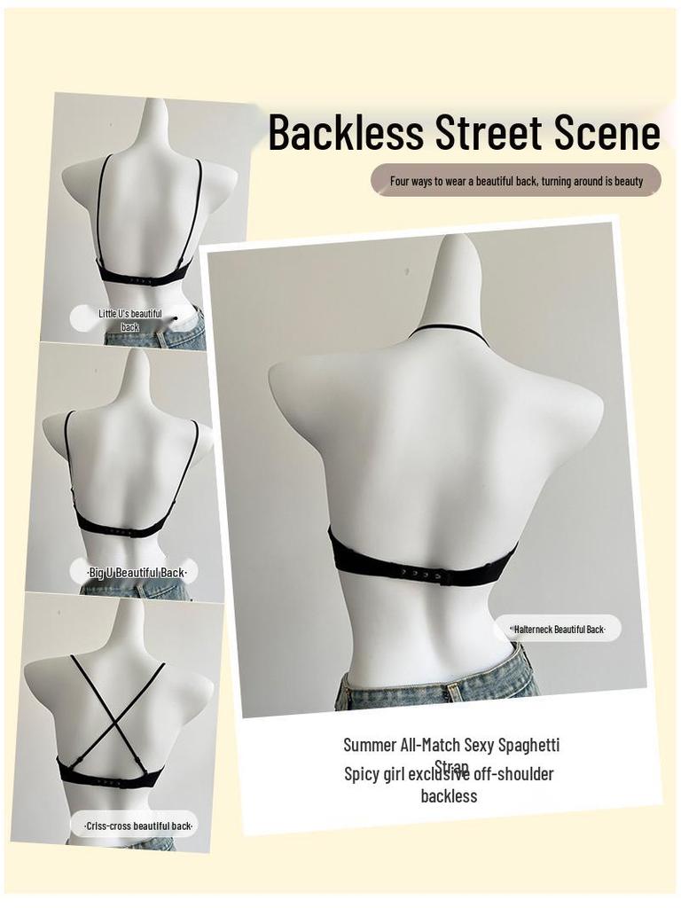 Women's Push-Up Wireless Cross Halter Bra: Seamless, Invisible, Anti-Sagging, Thin Straps, Beautiful Back Design