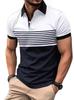 Men's Short Sleeve Striped Polo Shirt, Slim Fit Casual Top for Everyday Wear