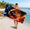 Kamado Tanjiro Printed Swim Towel, Portable Water Absorbent Towel for Beach Camping Daily Bathroom Use