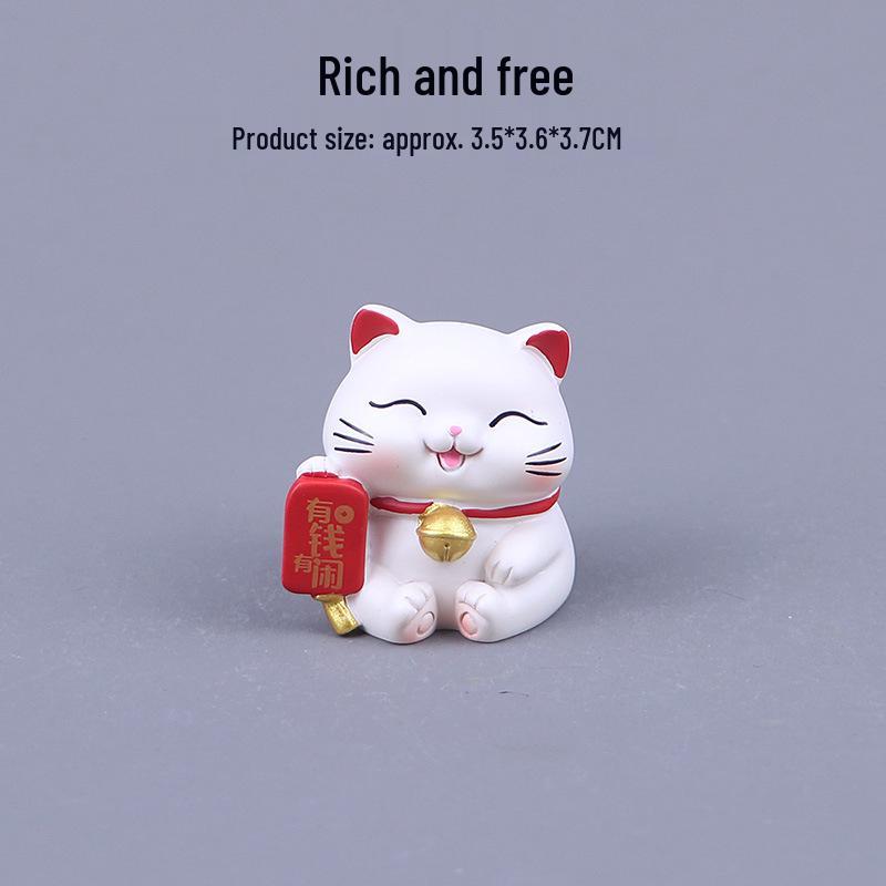 Prosperity Lucky Cat Mini Ornament for Office Desk or Car Console