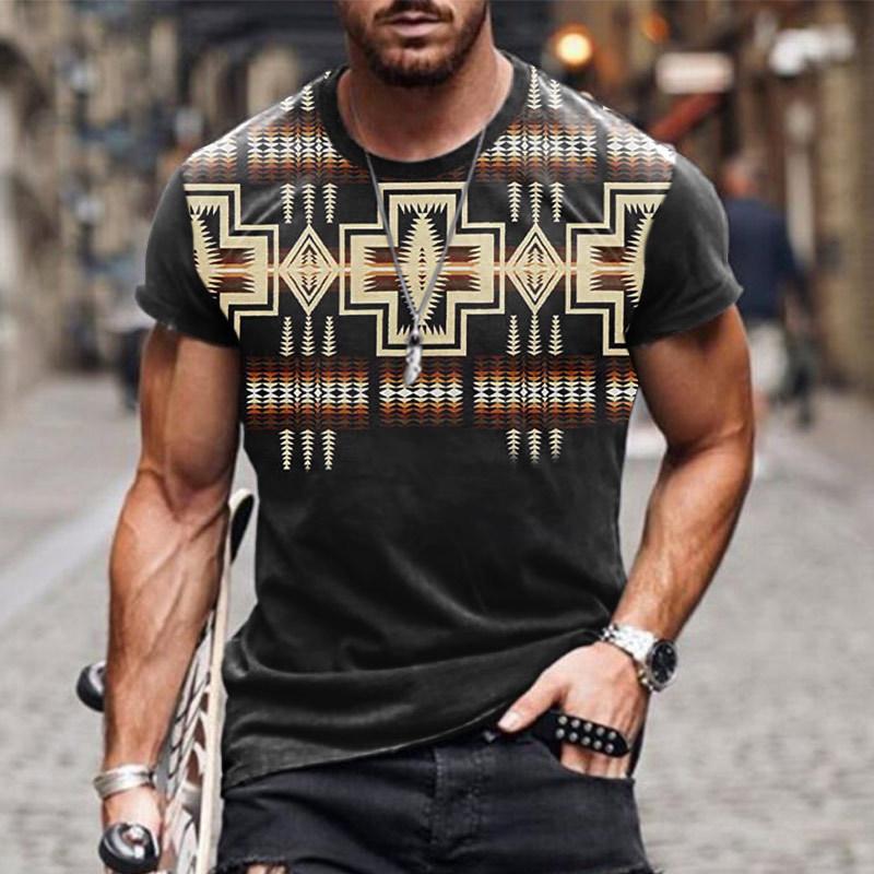 Geometric Ethnic 3D Printed Men's and Women's T-shirts, Short-sleeved T-shirts, Harajuku Fashion Streetwear