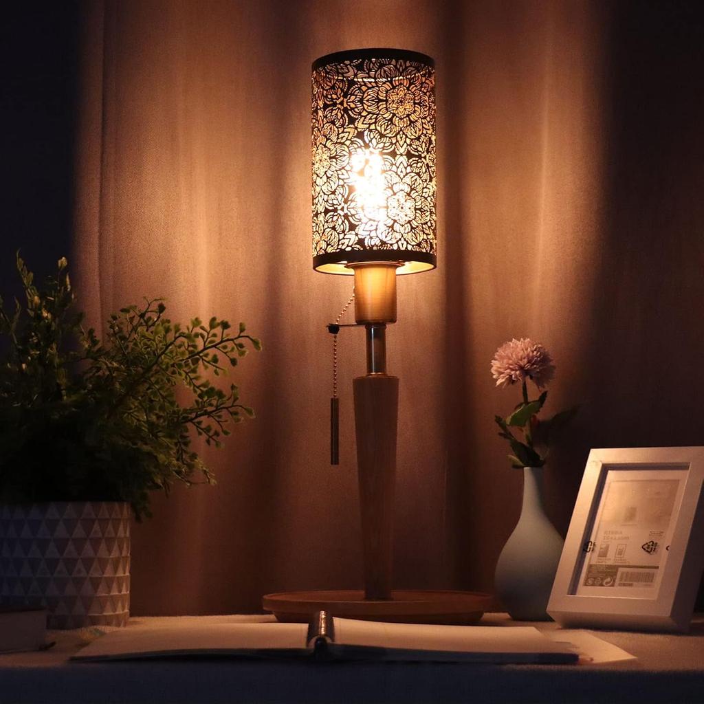 HYWHUYANG Lamp Shade, Hollow Carving Lamp Shade, Metal Cylindrical Circular Lamp Shade, Detachable Decorative Nightstand Lamp, E27 E26 Lamp Shade,