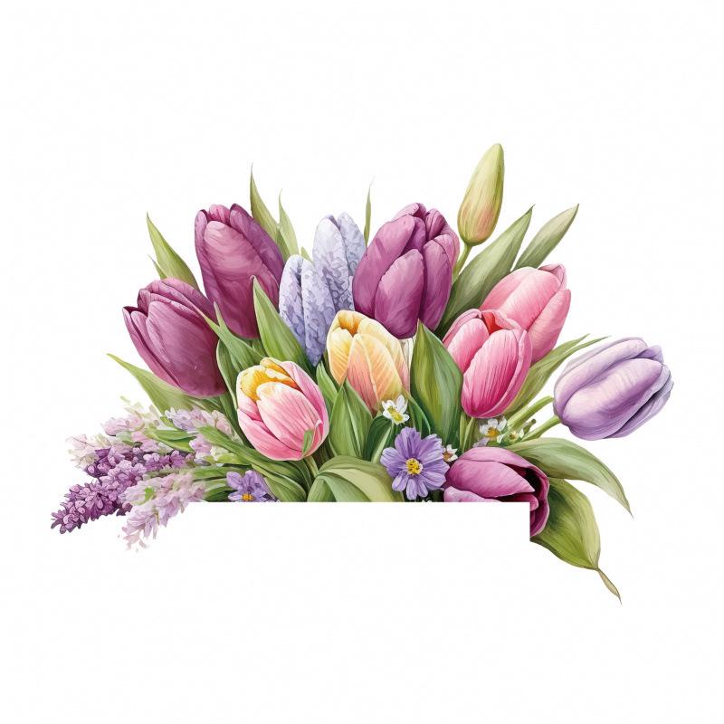 Green Tulip Flower Wall Sticker for Bedroom & Living Room Decoration