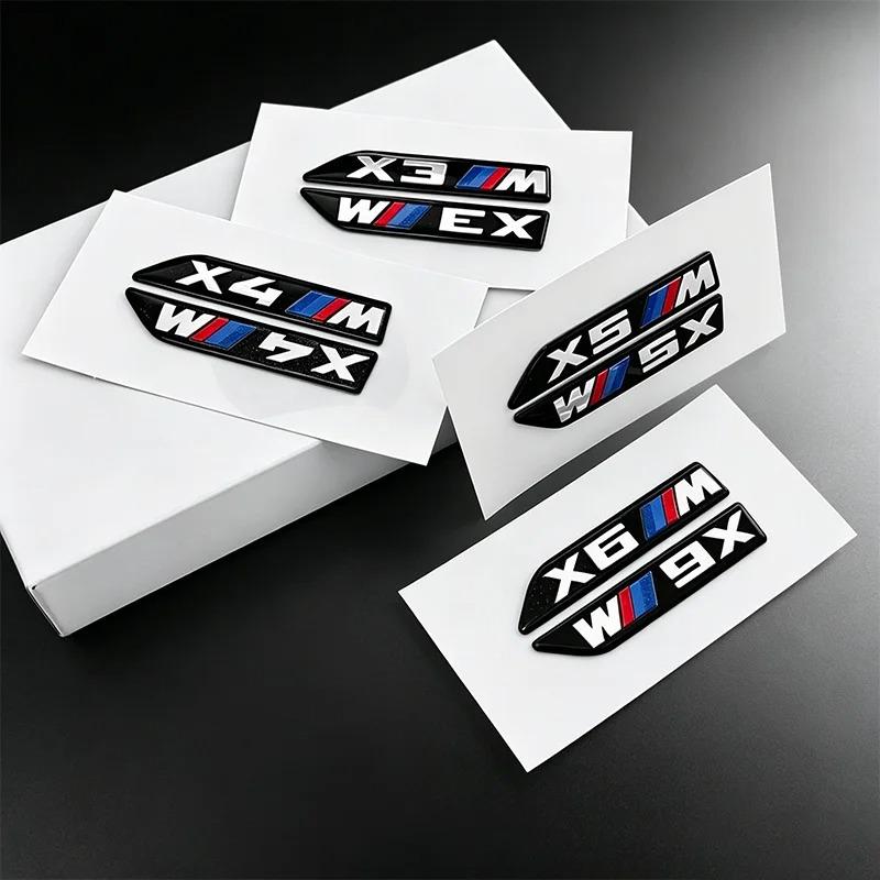 2Pcs 6.8cm for BMW M Power X1 X2 X3 X4 X5 X6  Car Fender Side Badge Emblem Black Sticker Logo Styling Decor Glossy Accessories msjk68