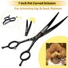 Sangelar 7 inch Pet Grooming Scissors Professional Groomer Dog Cat Pet Hair Care Tools Grooming Scissors Cutting Shear Curved Scissors Thinning