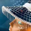 Sun Hat Reflective Mirror Design Summer Anti-UV Hat with Tassels Hiking Traveling Parties Lightweight Breathable