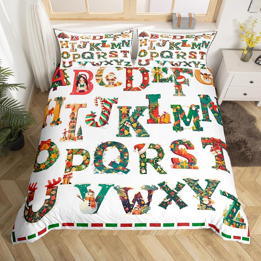 Dachshund Dog Duvet Cover Set Twin King Merry Christmas Theme Bedding Set 3Pcs For Kids Teens Kawaii Cartoon Pet Comforter Cover