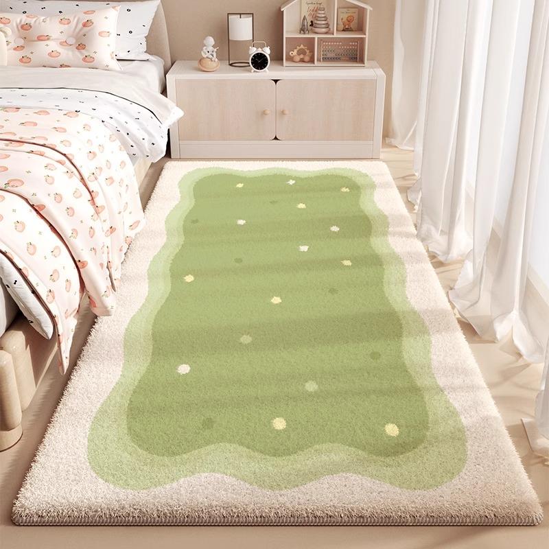 

Korean Runner Rug Modern Simple Fluffy Bedside Carpet Fashion Light Luxury Ins Cream Style Home Decoration Sofa Mats Alfombra 50x180cm( 19x70inch)