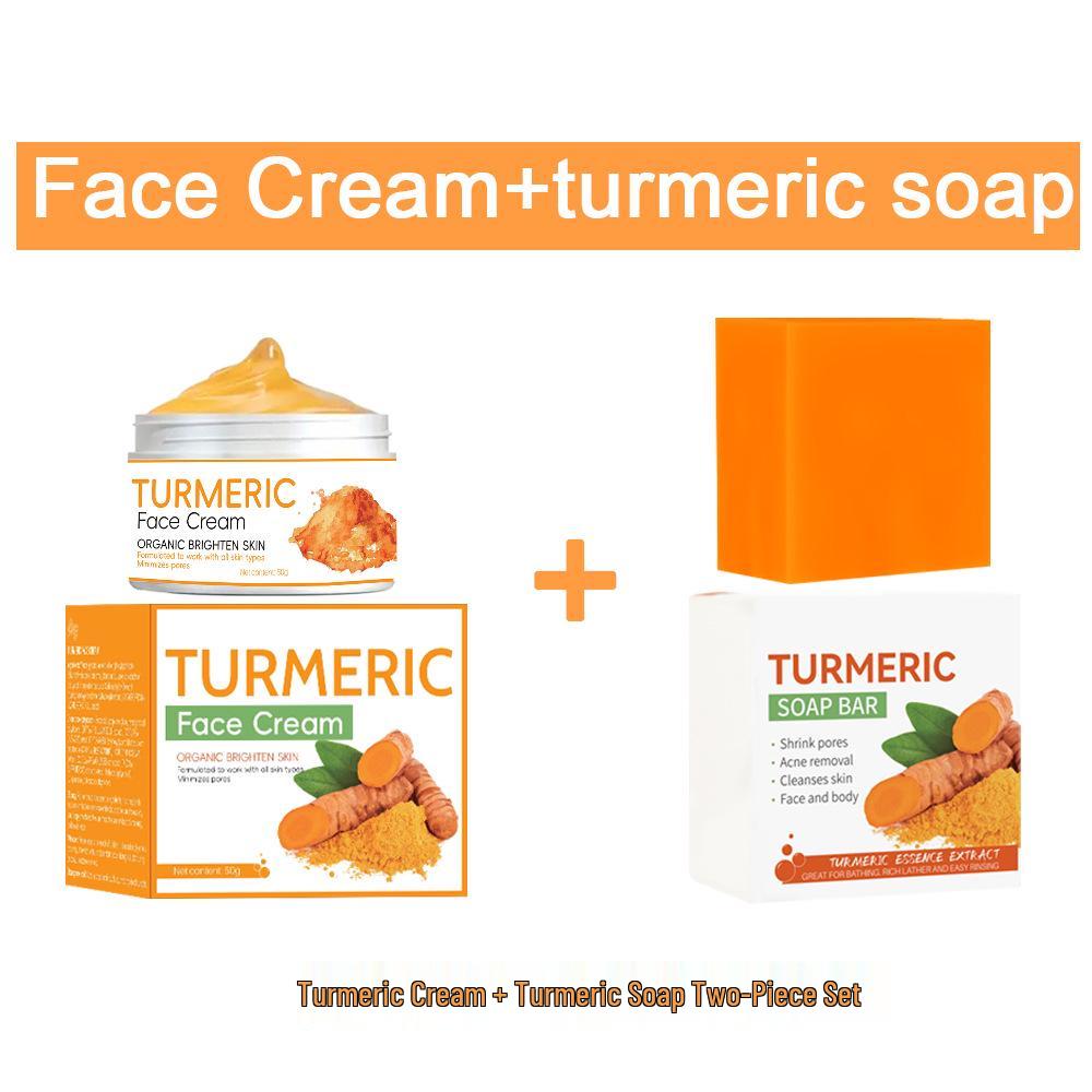 Turmeric Soap & Face Cream Set: Skin Brightening Handmade Soap & Care