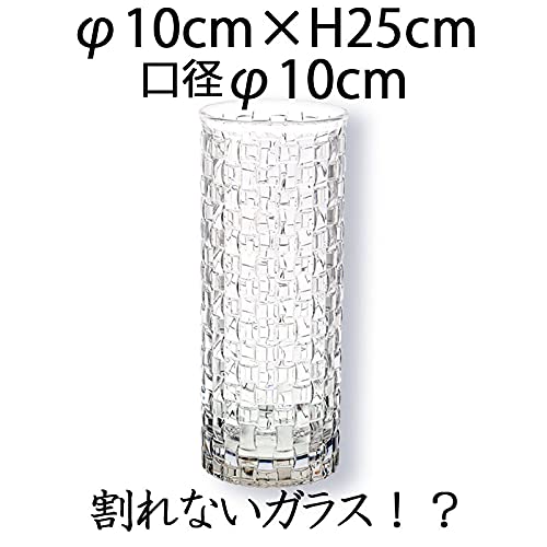 Foyer HAMMER GLASS Crystal MOSAIC 10xH25 Vase, Crystal Clear, Shatterproof Polycarbonate