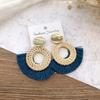 Holiday Style Handmade Grass Rattan Woven Earrings Retro Fringed Simple Stud Earrings Temperament Versatile Women's Earrings