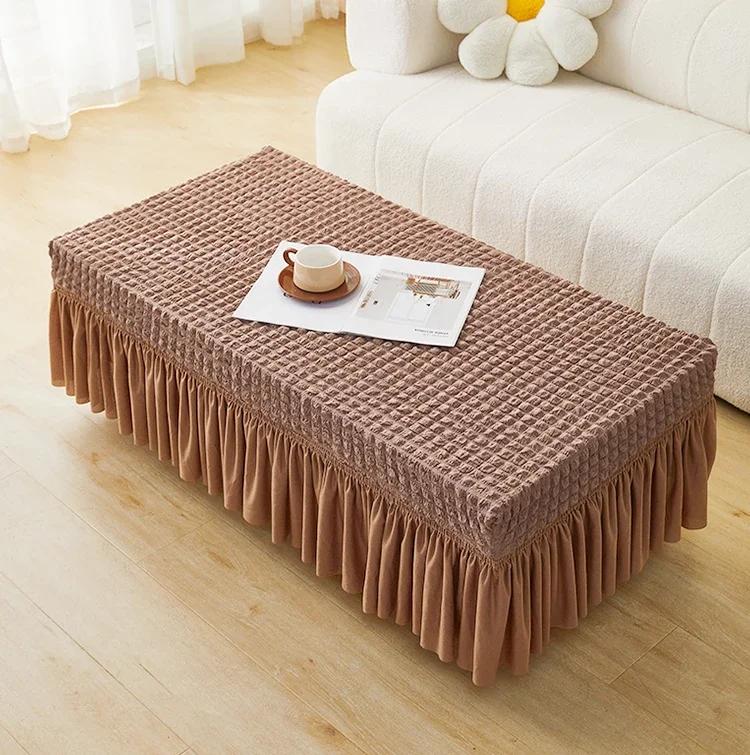 

Эластичный чехол из хлопчатобумажной ткани, полный комплект, однотонная скатерть с юбкой, пылезащитные чехлы для чайных столиков, ТВ-шкафы 120x60x35cm 1pcs