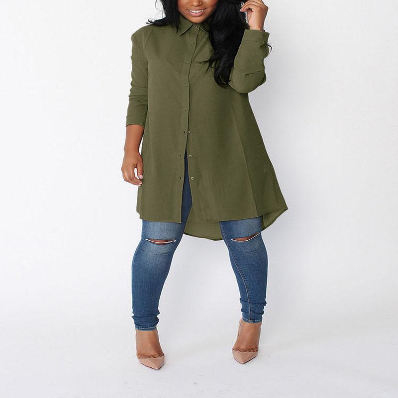 

Рубашка женская с длинным рукавом, повседневная, свободная, шифоновая, футболки, топы, блузка, топы-платья XL зелёный