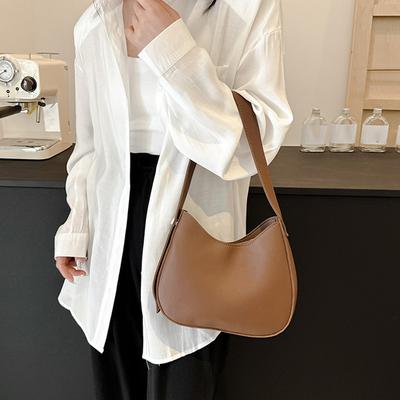 New Women's Retro Solid Color Fashion Handbags PU Leather Shoulder Underarm Bag Casual Women Hobos Handbags Trend