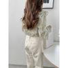 New Western Style Ruffled Small Fresh Chiffon Loose Lace Up Shirt Women's Top Long Sleeved