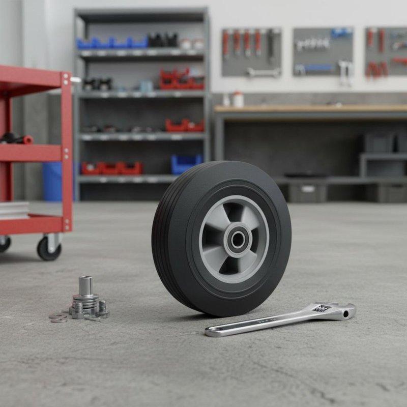 Puncture-Resistant Trolley Wheel Shock Absorbing Firm Rubber Wheel Professional-Grade Hardware Effortless Rolling for Workshop