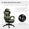 Ergonomic Gaming Chair Comfortable Office Chair With Footrest Headrest And Lumbar Cushion Adjustable Height Black And
