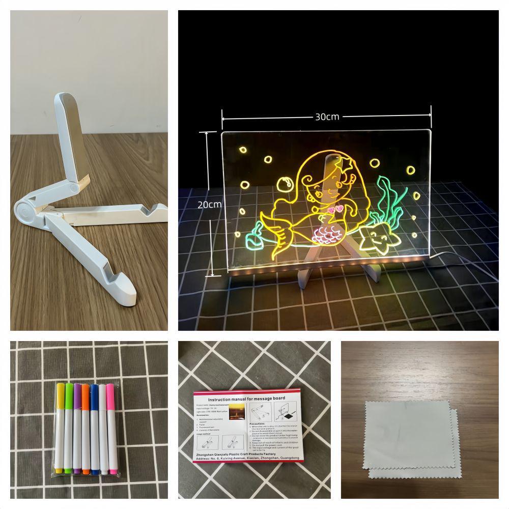 

Прозрачная светящаяся стираемая доска для рисования и набор для раскрашивания для детей Includes 7-color pens