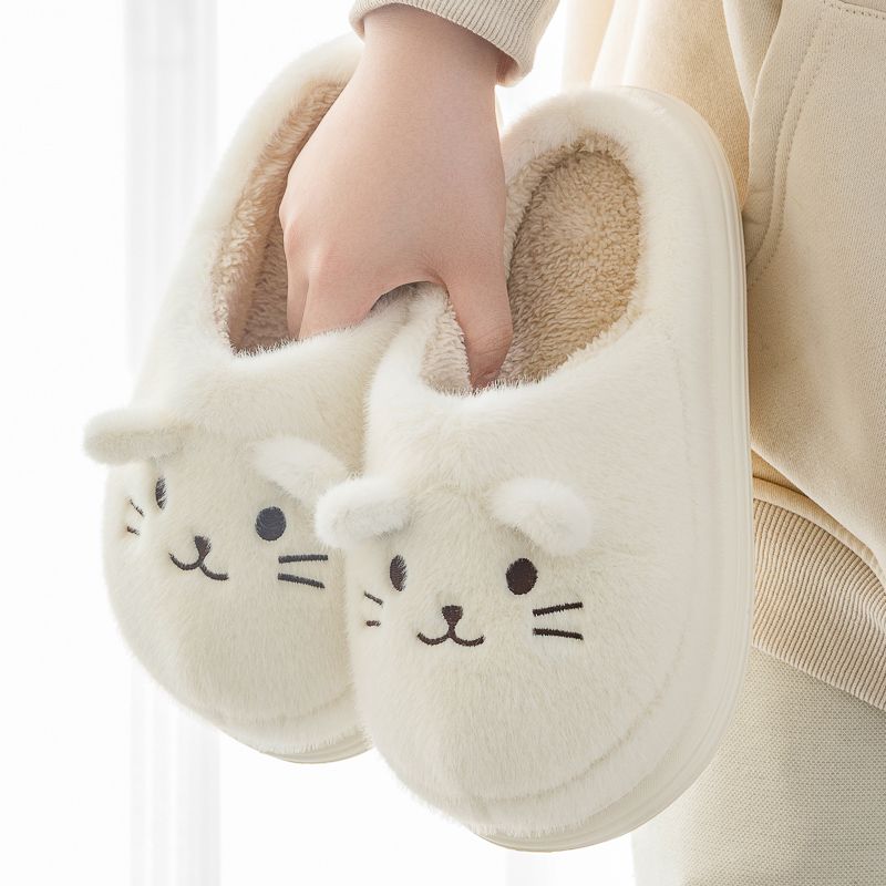 Newest Kitty Slippers Women Footsie Kittens Slides Maternity Shoes Woman Fuzzy Home Slipper Cuddly Furry Cats House Shoe 44 45