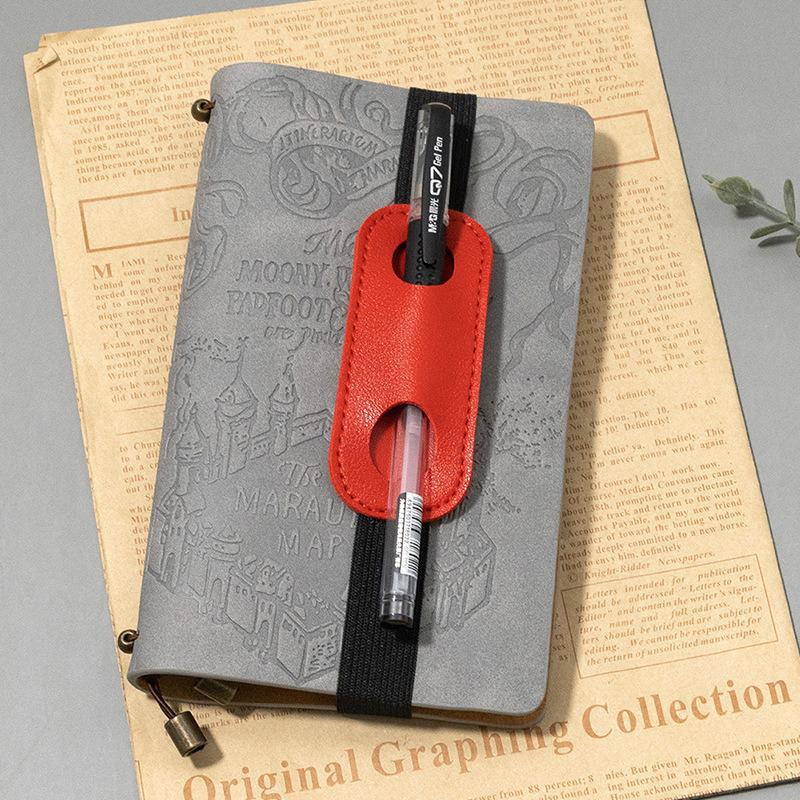 Creative PU Leather Pen Clip Holder Elastic Band Design Portable Pen Organizer for Notebook Diary Work Travel Use