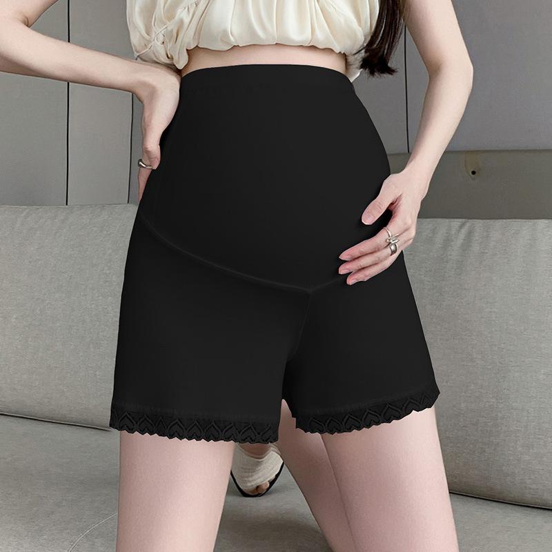 

2026 Plus Size Lace Trim Maternity Shorts - Anti-Exposure, Comfortable Throughout Pregnancy, Fits Up to 200 Jin. One Size чорний