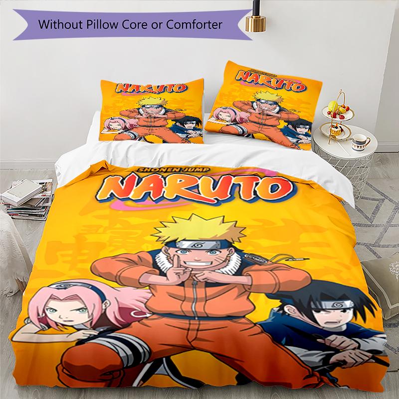 3pcs NARUTO Design Cover Set - HD Printed Bedding with 1 Cover and 2 Pillowcases - Perfect for Home and Dorm Decor