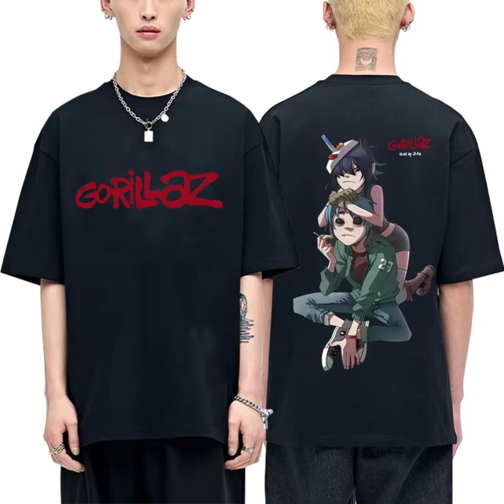 Rock Band Gorillaz T-shirt Female Casual Soft Cotton Crewneck T Shirt Top Men Women Hip Hop Fashion Vintage Oversized