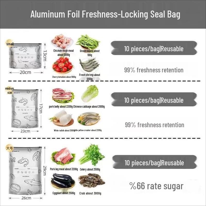 ZISIZ Food Storage Aluminum Foil Vacuum Sealer Bags