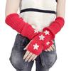 Knitted Arm Warmers Girls Fingerless Long Wrist Gloves Winter Star Arm Sleeves with Thumb Hole for Women Street Wear Parties