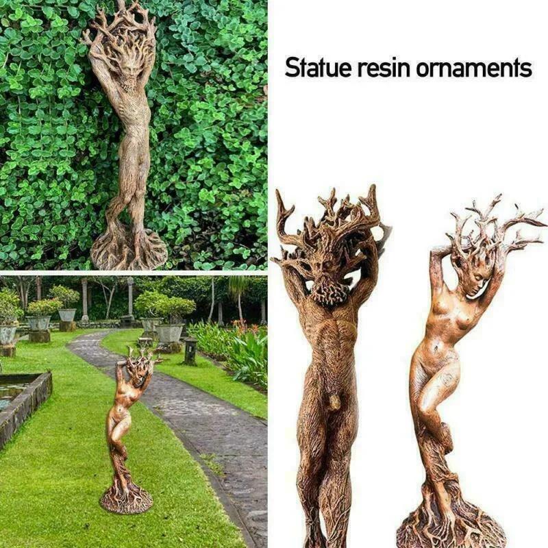 Skogsgudinnaparstaty Harts Skrivbordsdekoration Hantverk Trädgård Hantverksornament Trädgud Figurin Staty Ornament
