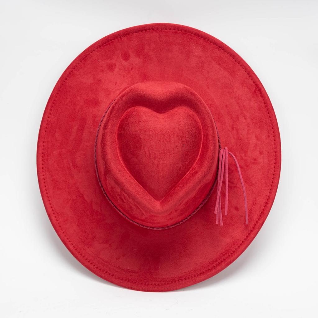 New love top suede top hat hemmed jazz hat wide brim fashion light board peach heart hat