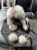 Fox Fur Ear Protection Fur Lei Feng Hat Female Ski Hat Parent-child Furry Hat Headband Hat Thickened Warm Snow Hat