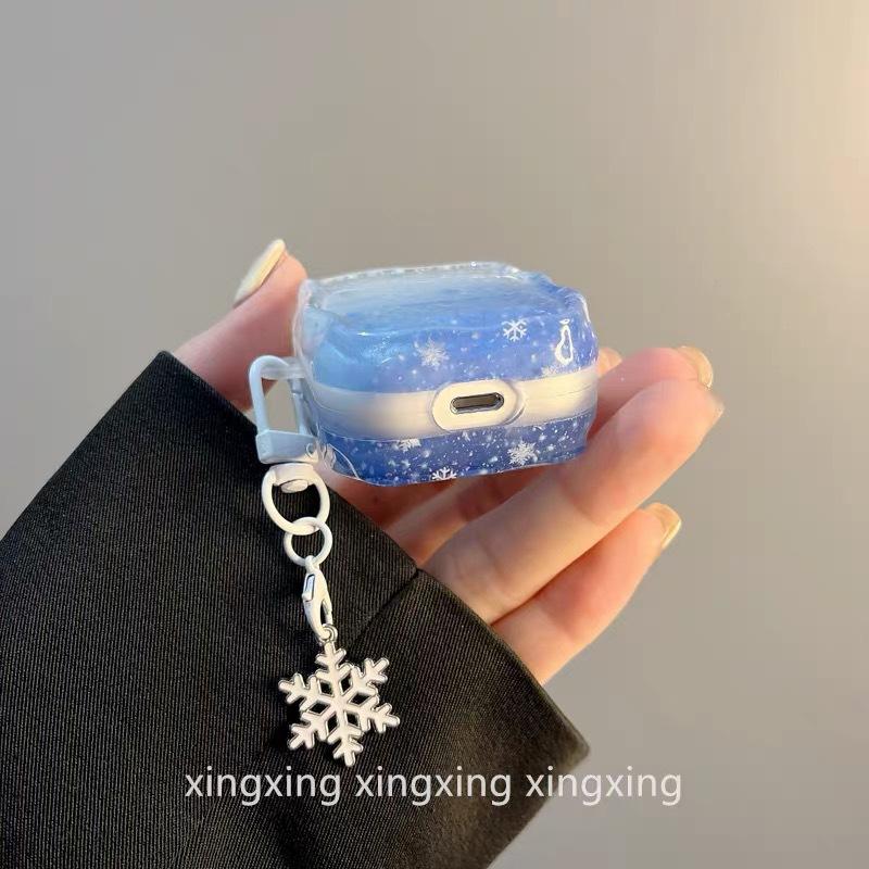 ins autumn and winter smudge blue snowflake suitable for AirPods1 Apple protective case Bluetooth pro1 earphone case 1st generation soft