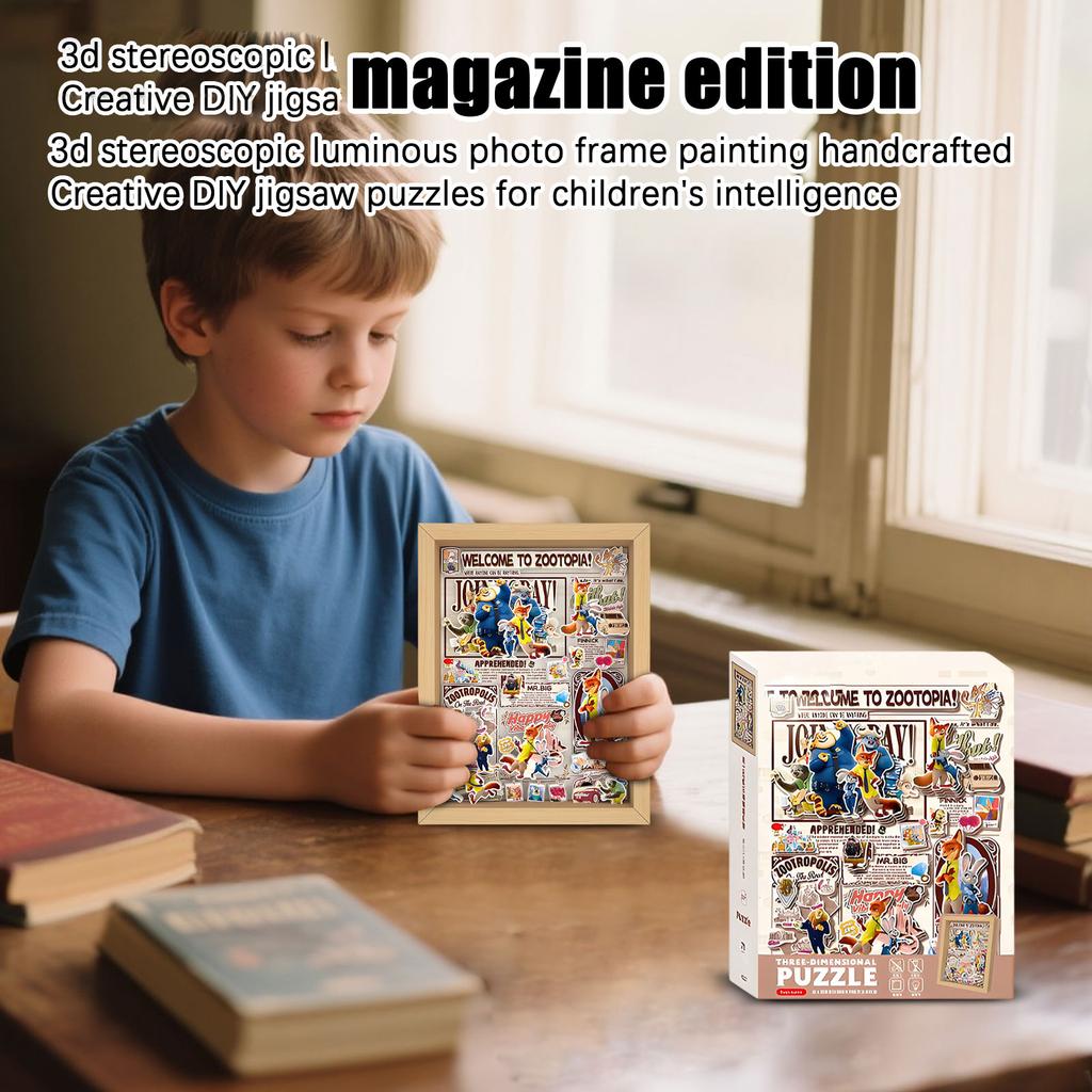 Magazine 3D Illuminated Photo Frame Painting DIY Creative Puzzle For Children