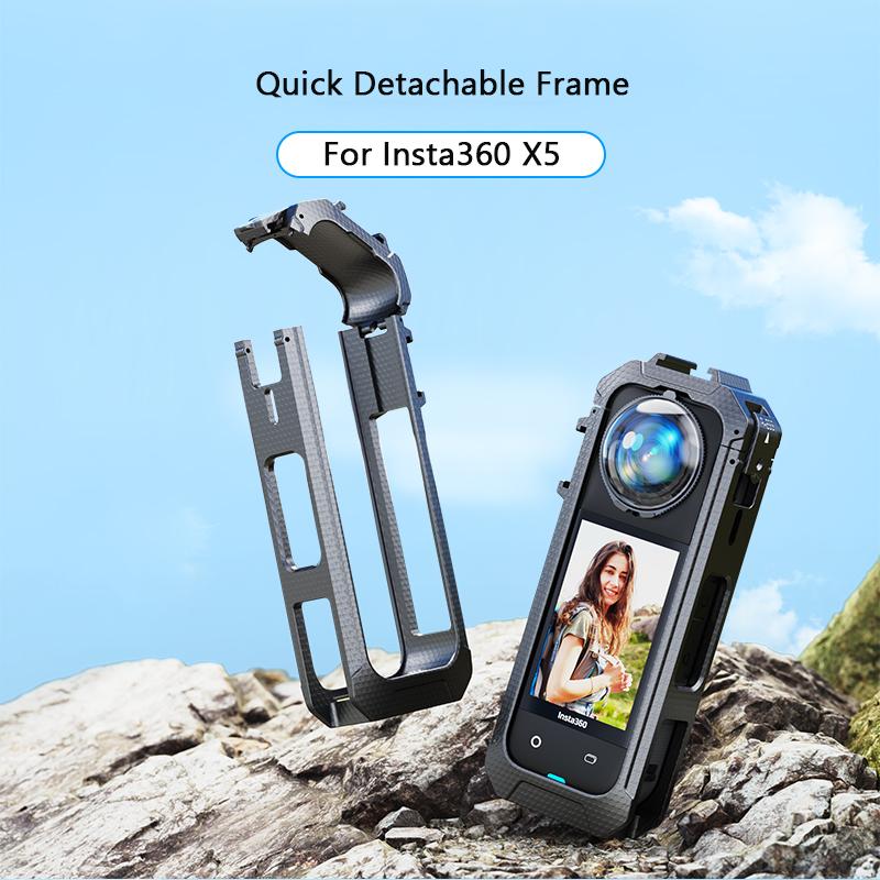 1/2Pcs Curved Glass Screen Protector for Insta360 X5 + Magnetic Frame Cage With Cold Shoe Mount for Insta 360 X5 Accessories
