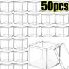 1-50pcs New Square Transparent Plastic Boxes with Lid for Food Acrylic Candy Gift Figurine Display Small Candy Boxes